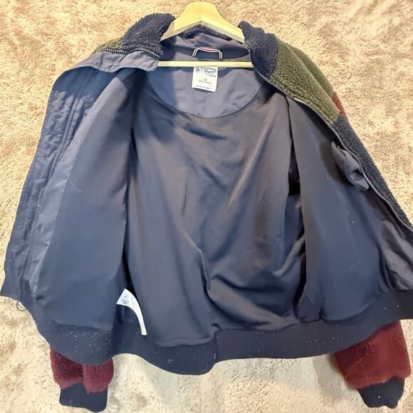 Original Penguin Men's Colorblock Fleece Full-Zip Bomber Jacket L Teddy Sherpa - Picture 3 of 12